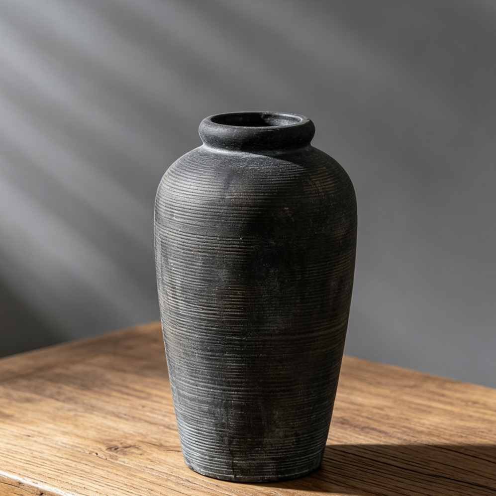 11" Bronze Ceramic Rustic Tall Vase Image 2